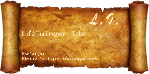 Lőwinger Ida névjegykártya